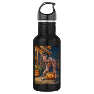 Botella De Agua Monstruo de Halloween Jack-o-Lantern y Chica Zorra