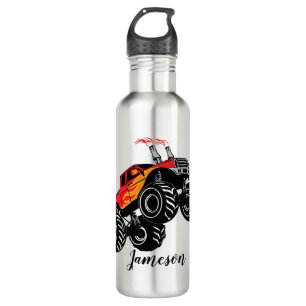 Botella De Agua Monstruo negro rojo lindo Nombre personalizado