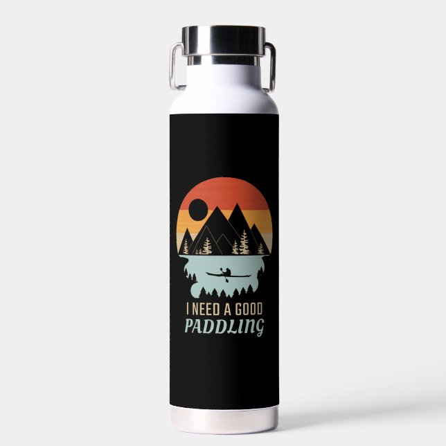 Botella De Agua Montañas de Kayaking Retro  (Delantero)