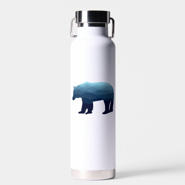 Botella De Agua Montañas del bosque azul del oso (Delantero)