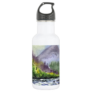 Botella De Agua Montañas Pintando cielo Destino Naturaleza Artísti