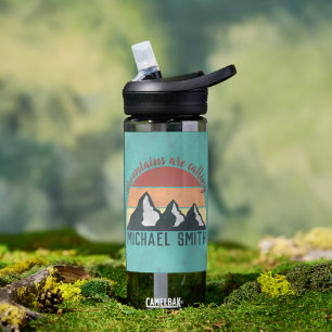 Botella De Agua Montañas vintage pasteles están llamando monograma