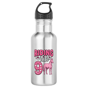 Botella De Agua Montando en 9 Cumpleaños de caballo Camiseta vinta