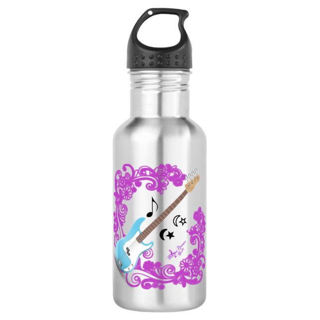 Botella de agua morada de la guitarra azul de Bass (Anverso)