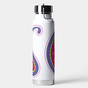 Botella De Agua Morado y rosa paisley