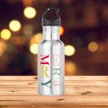 Botella De Agua Morera y luminosidad de color moderno | Felices fi<br><div class="desc">Morera y luminosidad de color moderno | Felices fiestas</div>