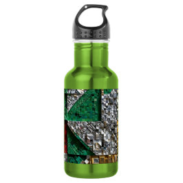 Botella De Agua Mosaico cuadrado gigante esmeralda dorado marfil r