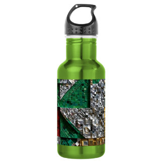 Botella De Agua Mosaico cuadrado gigante esmeralda dorado marfil r