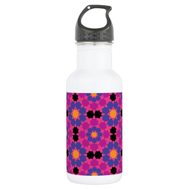 Botella De Agua Mosaico rosa morado (Anverso)
