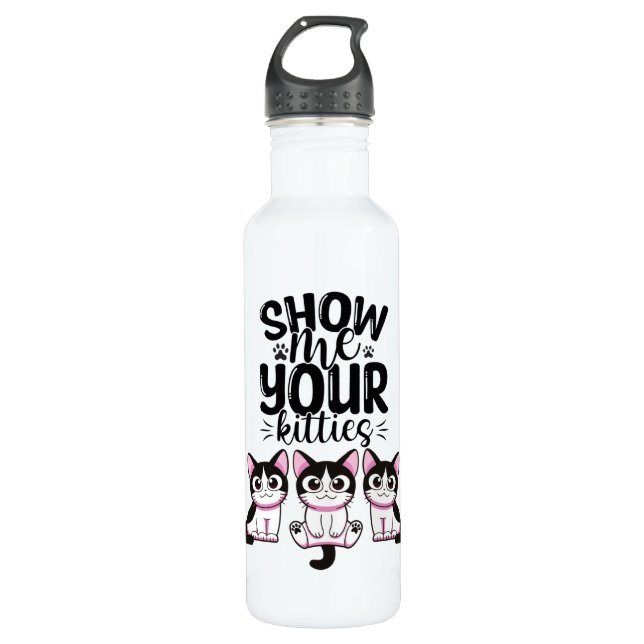 Botella De Agua Mostrar tus gatitos (Anverso)