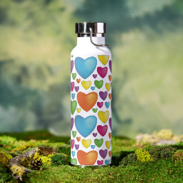 Botella De Agua Motiv mit bunten Herzen mit plastischer Wirkung