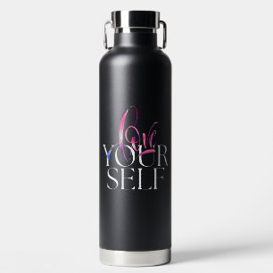 Botella De Agua Motivación de amor propio rosado negro