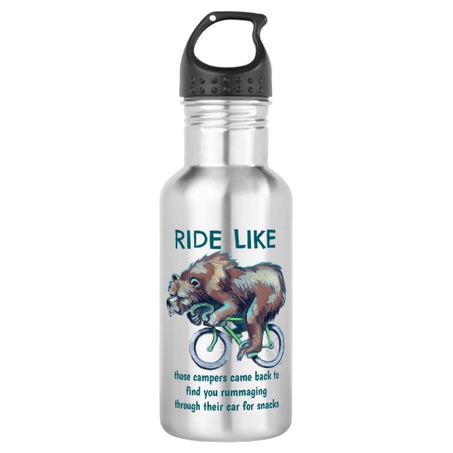 Botella De Agua Motivación de ciclismo de oso (Anverso)