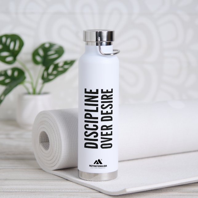 Botella De Agua MOTIVATIONALISM© Discipline Over Desire_ (Yoga (girado))