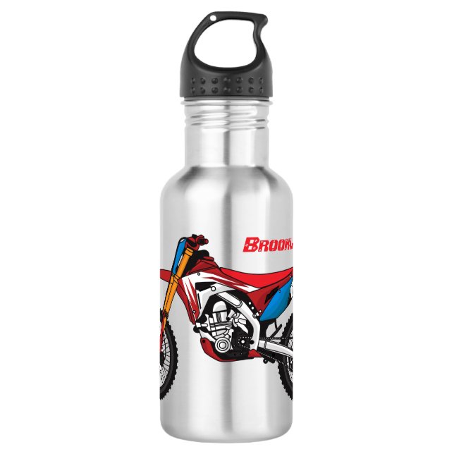 Botella De Agua Moto de moto de tierra roja (Anverso)