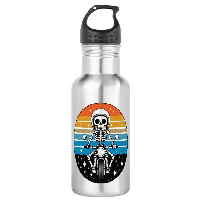 Botella De Agua Motocicleta alada de la llama Skull Biker (Anverso)