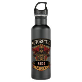 Botella De Agua Motocicletas Skull Ride Para Vivir
