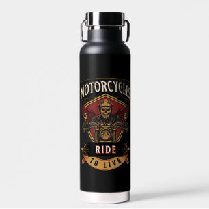 Botella De Agua Motocicletas Skull Ride Para Vivir