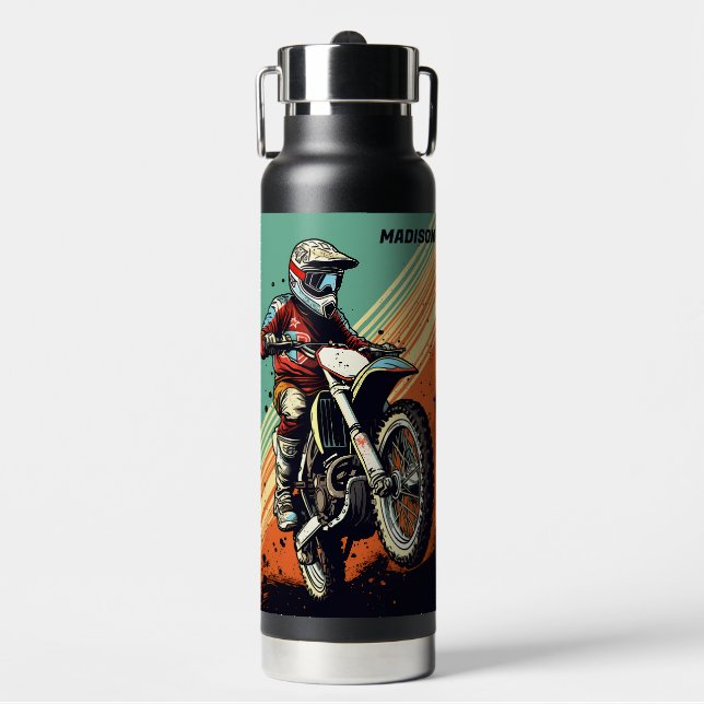 Botella De Agua Motocross de nombre personalizado (Frente)