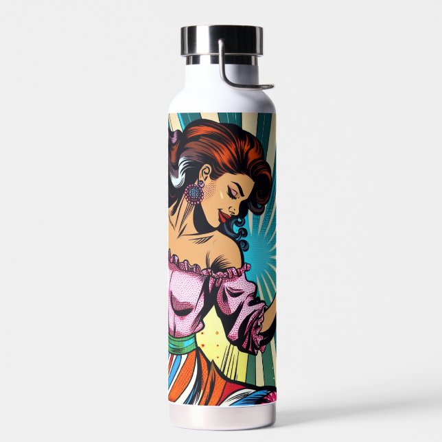 Botella De Agua Mujer bonito bailando salsa arte pop (Izquierdo)