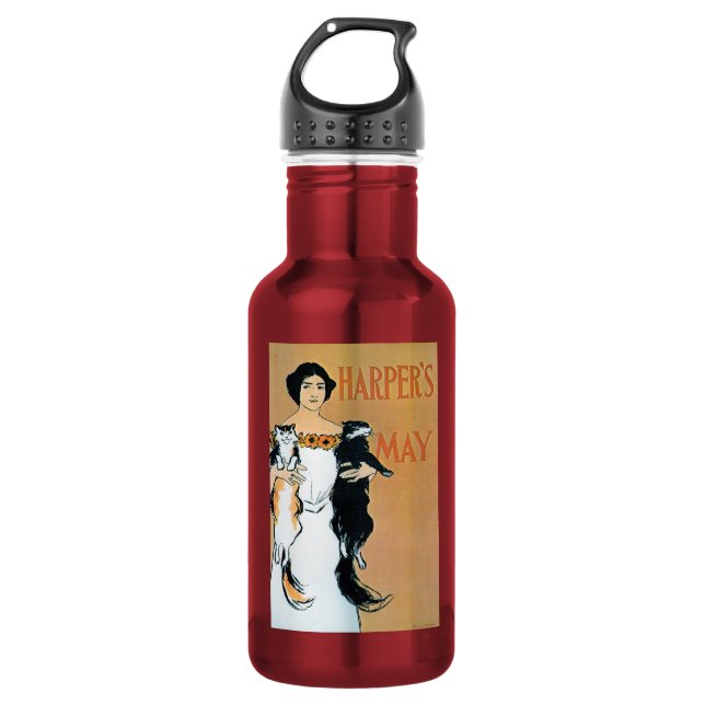 Botella De Agua Mujer con gatos, Edward Penfield (Anverso)