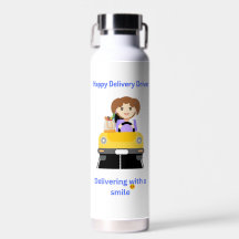 Mujer conductora entrega comida