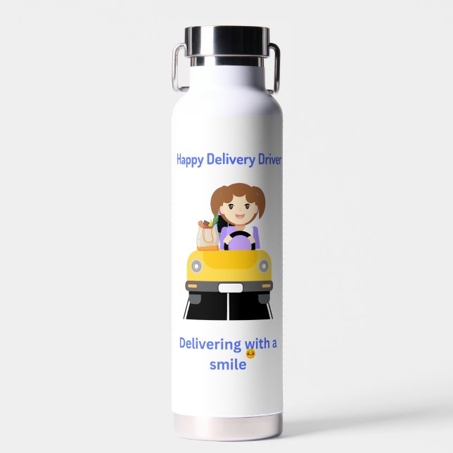 Botella De Agua Mujer conductora entrega comida (Delantero)