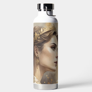 Botella De Agua Mujer elegante en arte de lujo de champán y oro