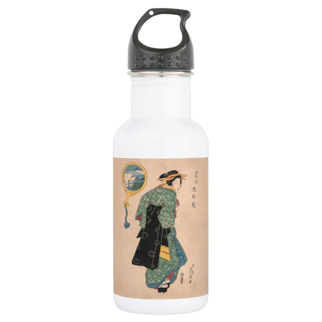 Botella De Agua Mujer kimono japonesa: Impresión de bloque de made (Anverso)