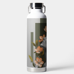 Botella De Agua Mujer minimalista con elegancia botánica