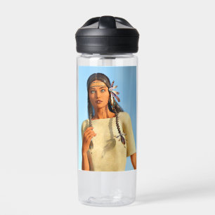 Botella De Agua Mujer Nativa Americana Indígena Hermosa Vestimenta