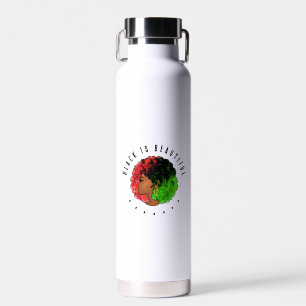 Botella De Agua Mujer niña negra panafricana orgullo afro verde ro