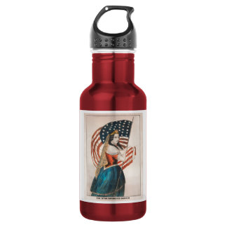 Botella De Agua Mujer patriota americana | Bandera americana | 250
