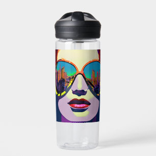 Botella De Agua Mujer personalizada con gafas de sol reflejo de la