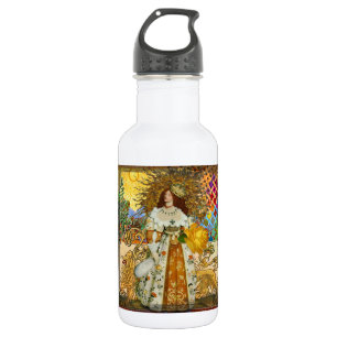 Botella De Agua Mujer Vintage Sol Dorado: Arte Collage Zodiaco Leo