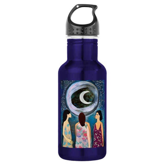 Botella De Agua Mujeres mirando el arte de la luna (Anverso)