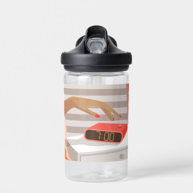 Botella De Agua Mujeres presionando con la mano el botón de snooze (Delante)