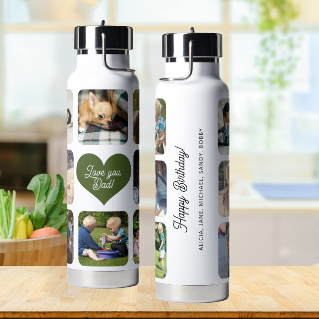 Botella De Agua Multi photo collage love you dad personalized  (Subido por el creador)