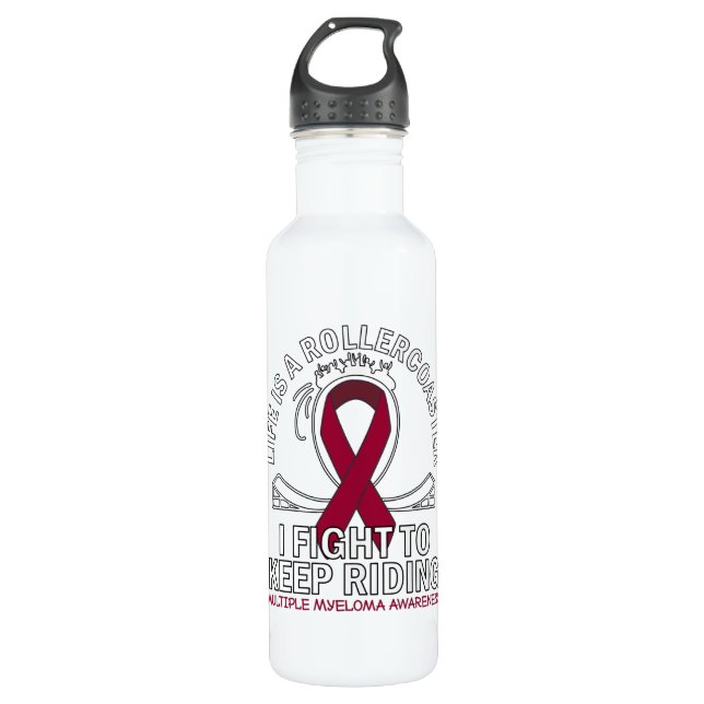 Botella De Agua Multiple Myeloma cancer awareness burgundy ribbon (Anverso)