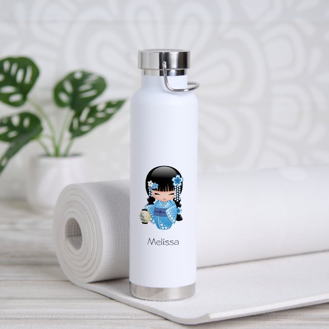 Botella De Agua Muñeca Kokeshi de invierno - Chica Geisha de Kimon (Yoga (girado))