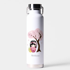 Botella De Agua Muñeca Kokeshi de primavera - Chica Geisha japonés