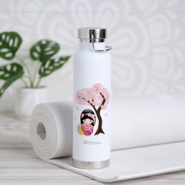 Botella De Agua Muñeca Kokeshi de Primavera - Chica Geisha Japones