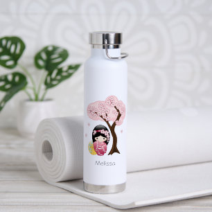 Botella De Agua Muñeca Kokeshi de Primavera - Chica Geisha Japones