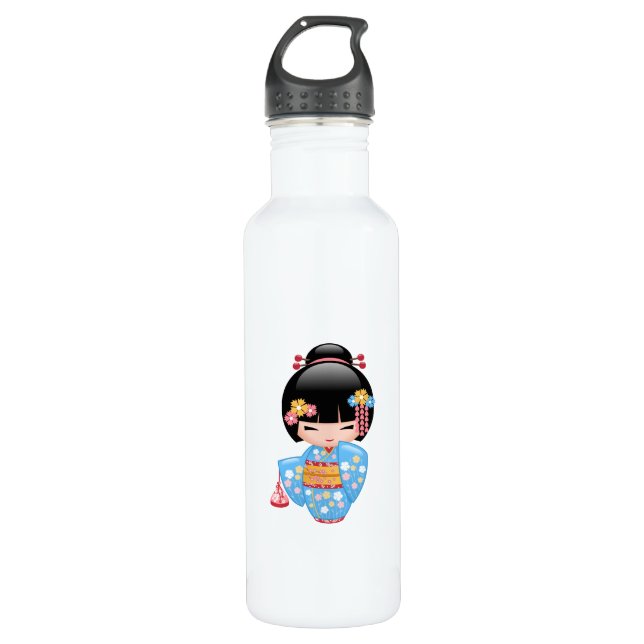 Botella De Agua Muñeca Maiko Kokeshi - Chica Geisha japonés (Anverso)