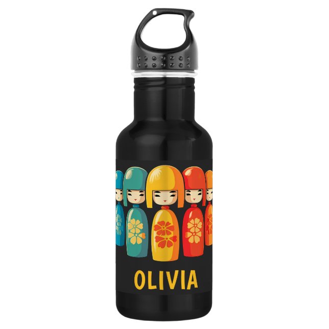 Botella De Agua Muñecas Kokeshi japonesas lindas  (Anverso)
