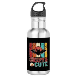 Botella De Agua Murciélago Retro Gráfico Espeluznante Lindo de Hal