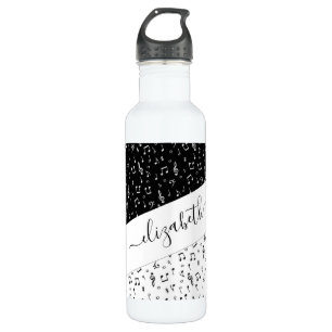Botella De Agua Música en blanco y negro personalizada