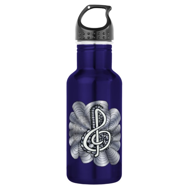 Botella De Agua Música Treble Clef Silver (Anverso)