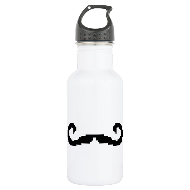 Botella De Agua Mustache de manillar para píxeles de 8 bits (Anverso)