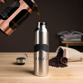 Botella De Agua Mustache negro